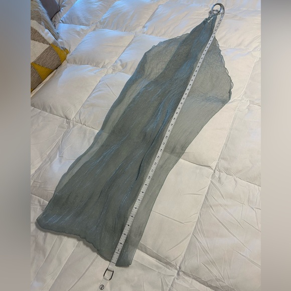 Elegant Sheer Skinny Scarf in Mint Green - Picture 3 of 4